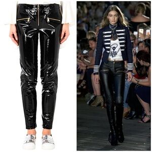 NWT Tommy Hilfiger Collection x Gigi Hadid Leather Poly Biker Pants Black Sz 4
